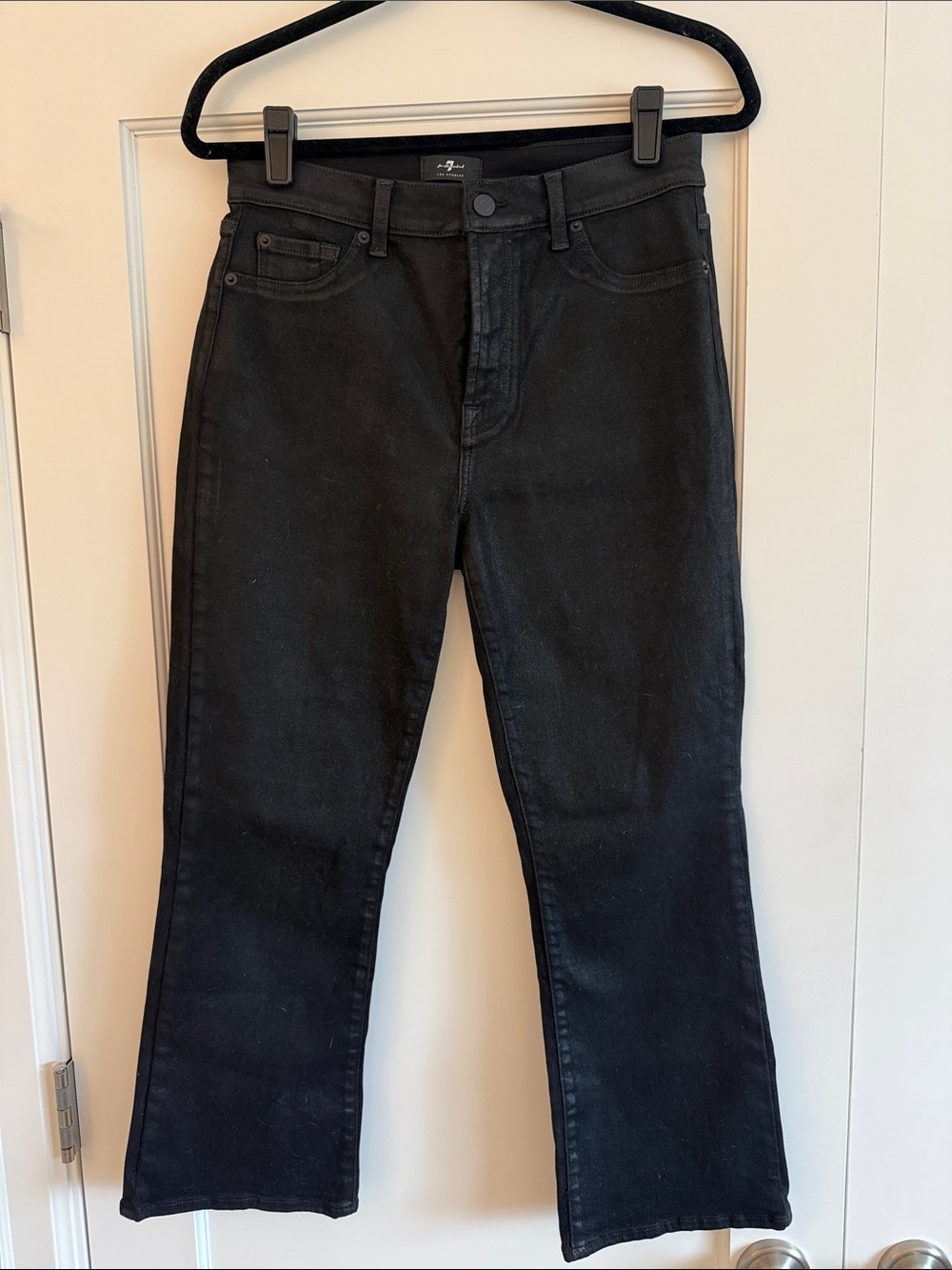 7 For All Mankind Black Wide-Leg Jeans